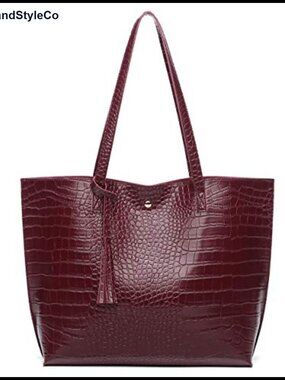 Soft Faux Leather Tote Shoulder Bag Tassel Handbag Big Capacity